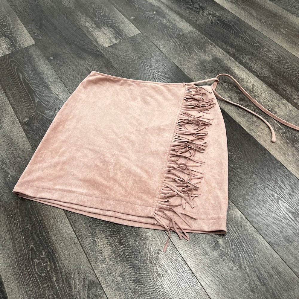 Kittenish Suede Fringe Skirt